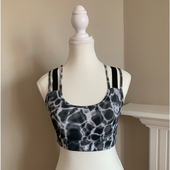 VICTORIA SPORT Black and Grey Criss Cross Sports Bra, Size M - Picture 2 of 5
